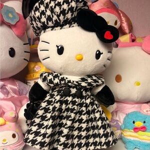 Black and White Houndstooth Hello Kitty Plush